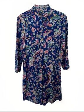 Lauren Ralph Lauren Navy Multicolor Paisley Button-Up Shirt Dress